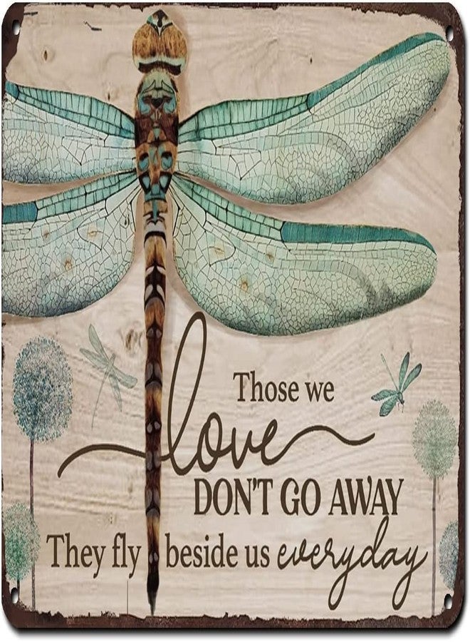 Flyhaw Creative Tin Sign Green Dragonfly Funny Novelty Metal Retro Wall Decor For Home Gate Garden Bars Restaurants Cafes Office Store Pubs Club Gift for Home Coffee Wall Decor 8x12 Inch - Image 1